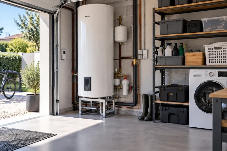Chauffe-eau installé dans un garage
